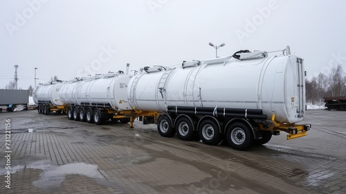 Tank truck for transporting toxic cargo. Robust and reliable: A specialized tank designed for hazardous materials.