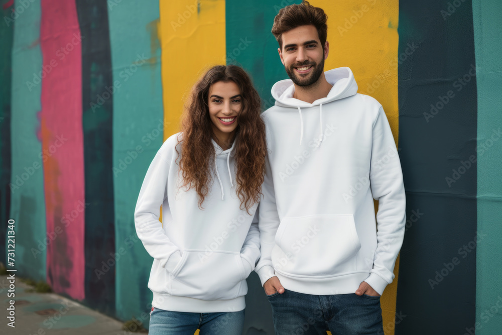 Unbranded Hoodie Mockup: Ideal Template For Clothing Brands, Showcasing Couple In Casual Sportswear