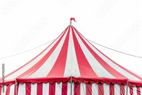 White Background Showcasing An Isolated Circus Tent, Creating An Enchanting Spectacle