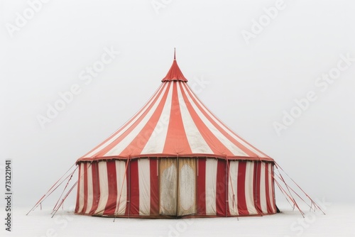 Enchanting Spectacle: Isolated Circus Tent Shines On A White Background © Anastasiia
