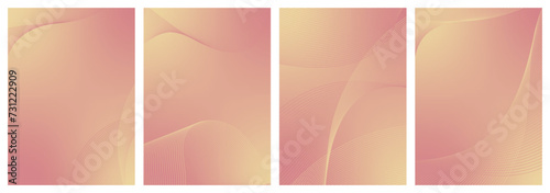 Abstract background vector set orange, yellow with dynamic waves for wedding design. Futuristic backdrop with network wavy lines. Premium template with stripes and gradient mesh for banner or poster
