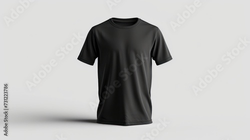 half sleeve black t-shirt with a minimal white background, 3D mockup, apparel designs or promotional materials