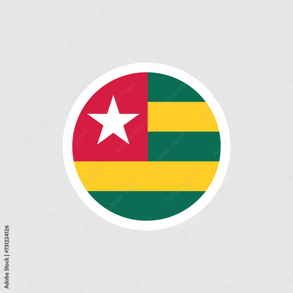 Flag of Togo. Togolese striped flag with star. State symbol of the Togolese Republic. Flag of Togo. Togolese striped flag with star. State symbol of the Togolese Republic.