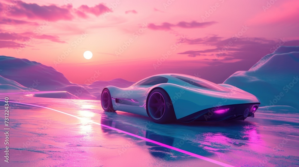 Futuristic car, background 