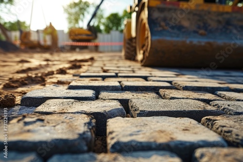 Paving the Way: Action-Packed Construction of Stone Pavement photo