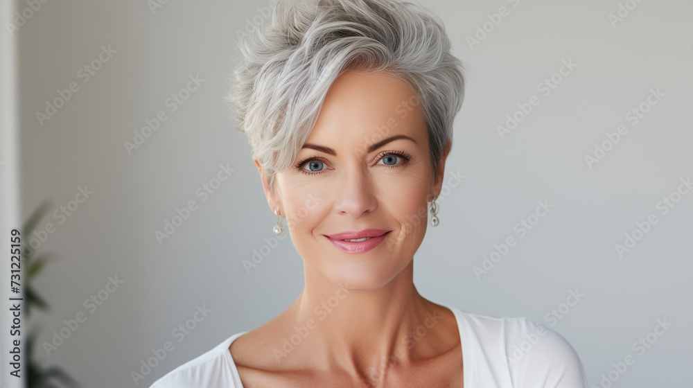 Beautiful gorgeous 50s mid aged mature woman looking at camera isolated on white. Mature old lady close up portrait. Healthy face skin care beauty, middle age skincare cosmetics, portrait of a woman Beautiful gorgeous 50s mid aged mature woman looking at camera isolated on white. Mature old lady close up portrait. Healthy face skin care beauty, middle age skincare cosmetics, portrait of a woman