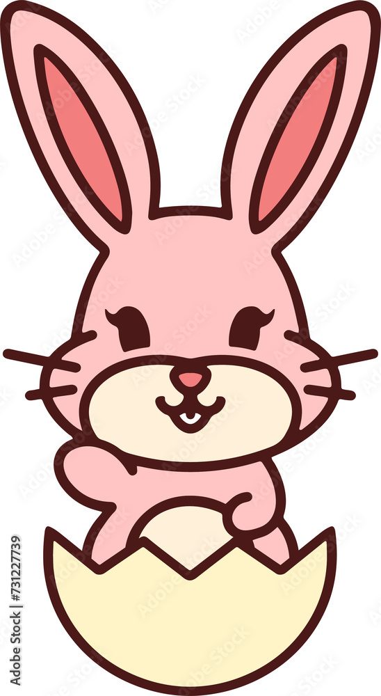 cute cartoon bunny in easter egg