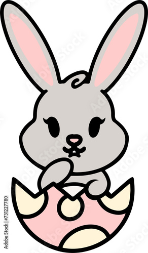 cute cartoon bunny in easter egg