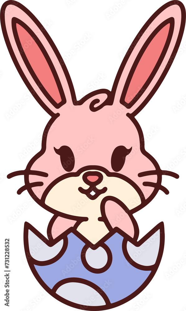cute easter bunny cartoon with easter egg