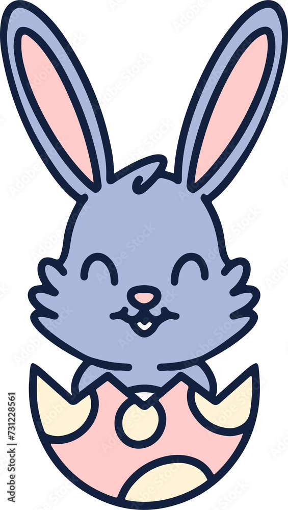 cute easter bunny cartoon with easter egg