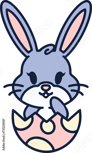 cute easter bunny cartoon with easter egg