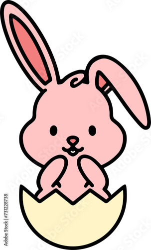 cute easter bunny cartoon with easter egg © lineartestpilot