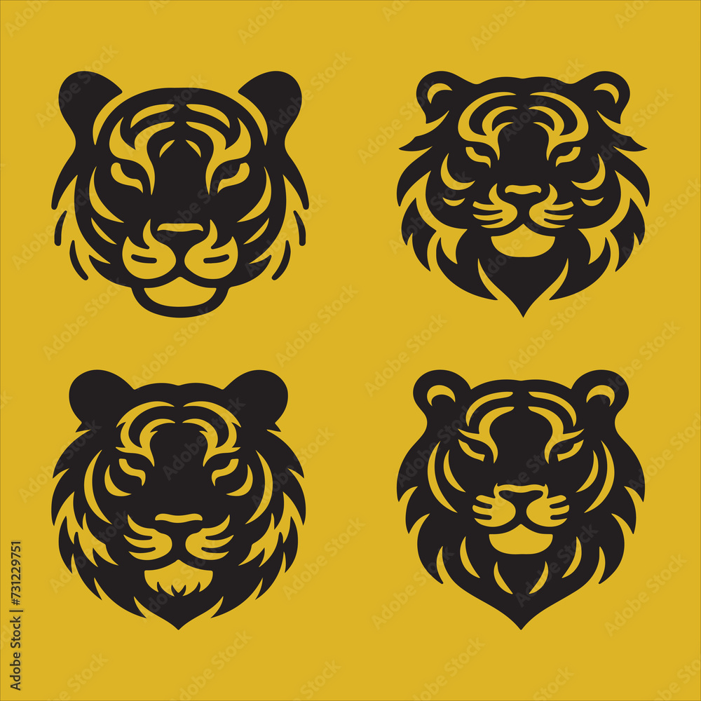 Silhouette Vector design of a Tiger Icon 
