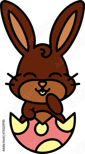 easter bunny cartoon with egg © lineartestpilot