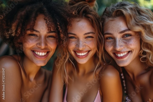 A joyful gathering of smiling women from diverse ethnic backgrounds © yuliachupina