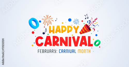 template design with the concept of celebrating a carnival party in February full of color and performances. Carnival in Brazil and all over Europe. carnival month. Happy Carnival