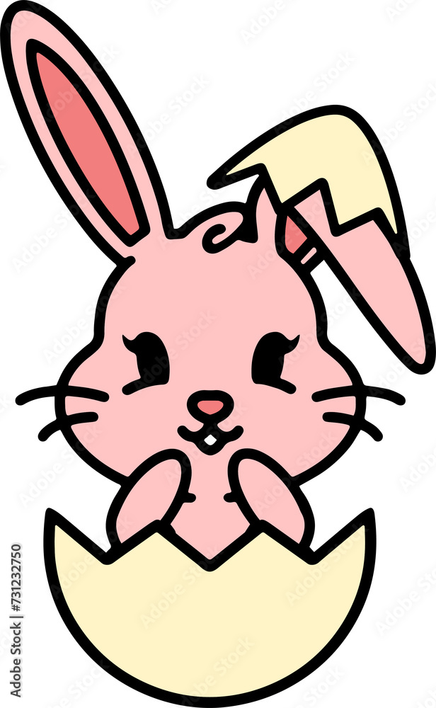Obraz premium cartoon easter bunny in egg