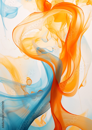 Orange and blue oily smoke mixing together