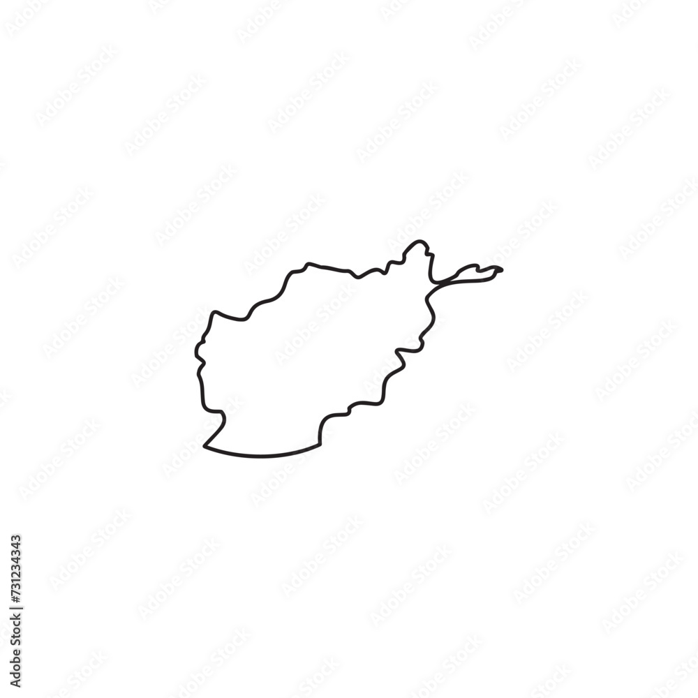 Afghanistan outline map icon. Black sketch map of Afghanistan vector illustration Afghanistan outline map icon. Black sketch map of Afghanistan vector illustration