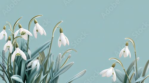 greeting Card for 8 March with flowering snowdrops. happy womens day 