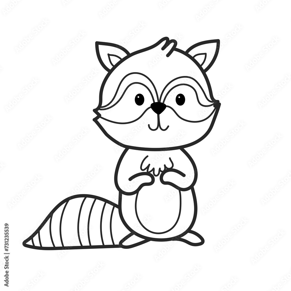 Obraz premium raccoon doodle cartoon