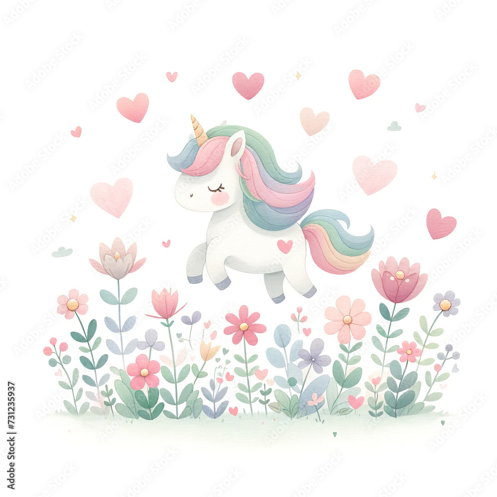 Joyful Unicorn Prancing in a Flower Meadow