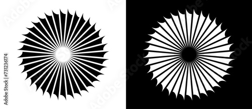 Abstract background with lines in circle. Art design spiral as logo or icon. A black figure on a white background and an equally white figure on the black side.