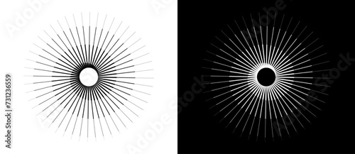 Abstract background with lines in circle. Art design spiral as logo or icon. A black figure on a white background and an equally white figure on the black side. photo