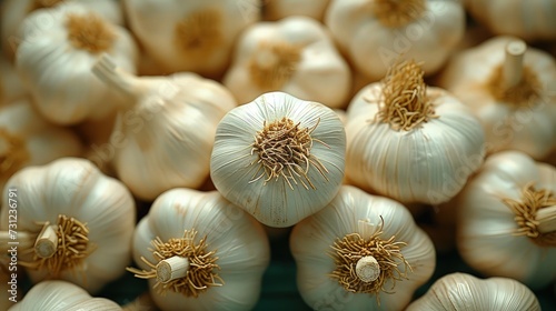 A View from Above. Abundance of Garlic Bulbs.