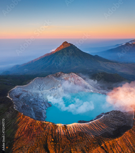 Aerial view of Kawah Ijen, Java, Indonesia photo