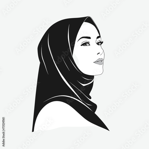 Hijab woman silhouette muslim arabic female illustration