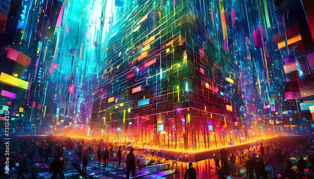 future world colorful world illustration, ai art