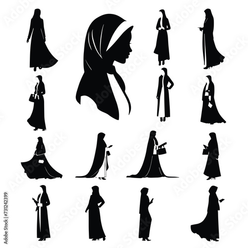 Hijab woman silhouette muslim arabic female illustration