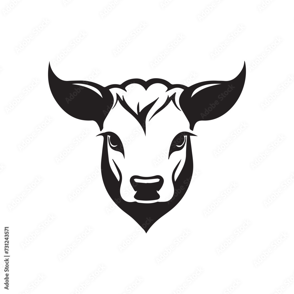 Bull and Cow set Logo Stylized silhouettes vector cow logo design