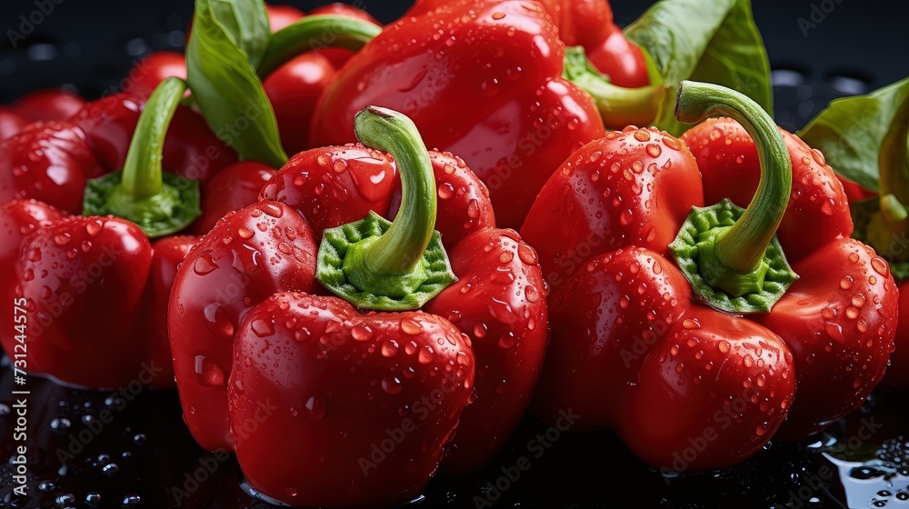 Pile of fresh red bell peppers, close up view. Pile of fresh red bell peppers, close up view.