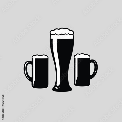 Beer silhouette illustration set vector collection