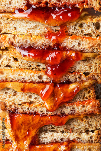 Stack Peanut Butter and Jelly Sandwiches Up Close