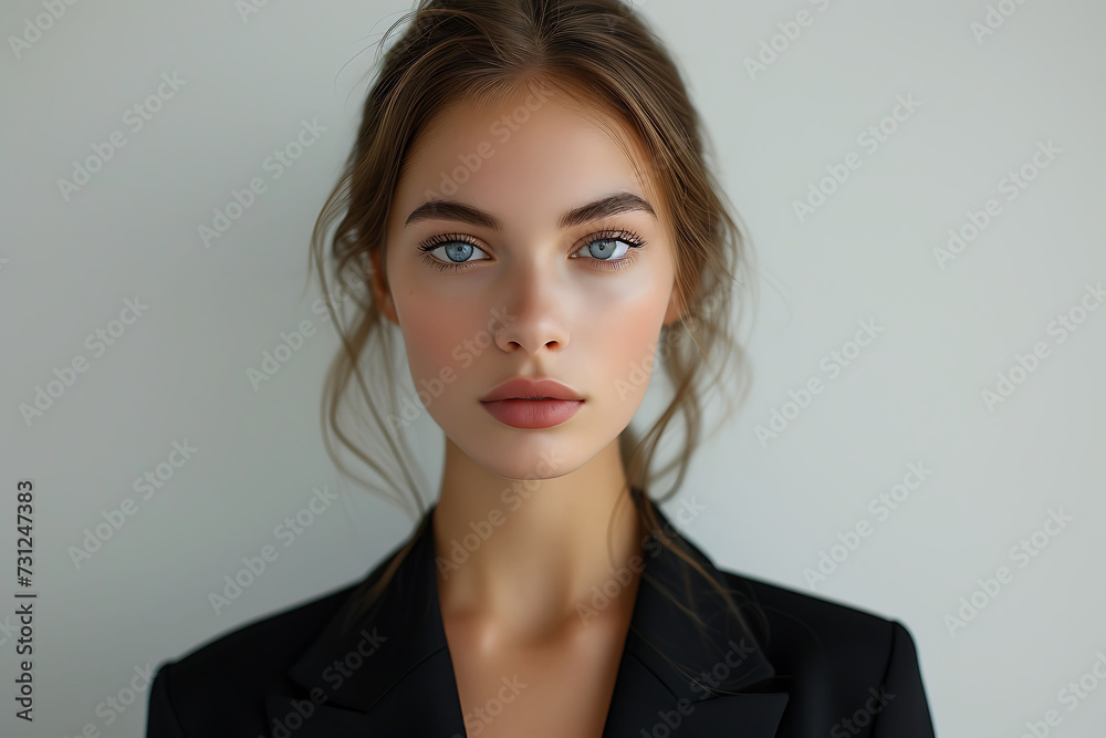 Sophisticated Woman in Black Blazer, Professional Elegance, Modern Business Portrait Sophisticated Woman in Black Blazer, Professional Elegance, Modern Business Portrait