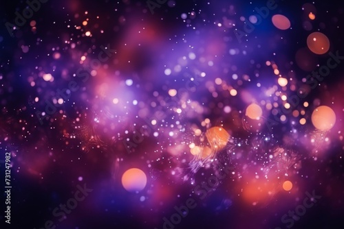 Vibrant abstract digital purple pink background with luminous particles and stars
