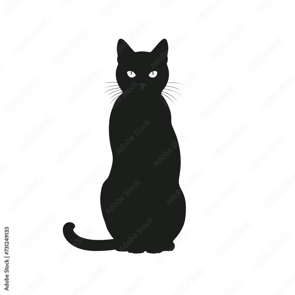 Black cat silhouette vector illustration
