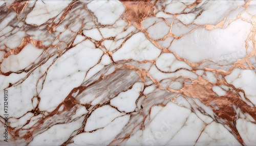 White marble block with copper pattern