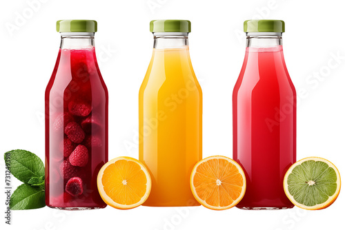 Vegan Healthy Juice bottles PNG of natural vegetable or fruit juices  isolated on a white and transparent background - Healthy vegetabales Drinks Advertising Concept
