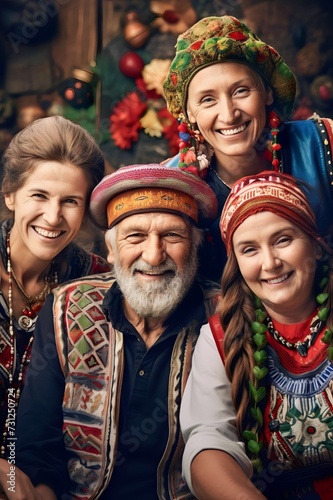 old people group is diverse in culture with charming traditional clothing from various countries