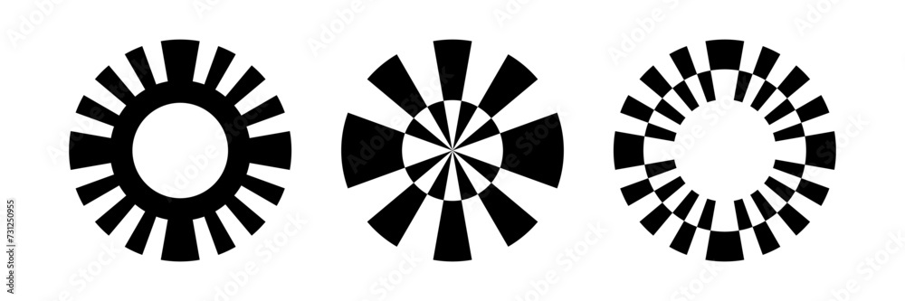 Set of Circle Elements for Logo Design. Abstract Circular Rotation Icons.