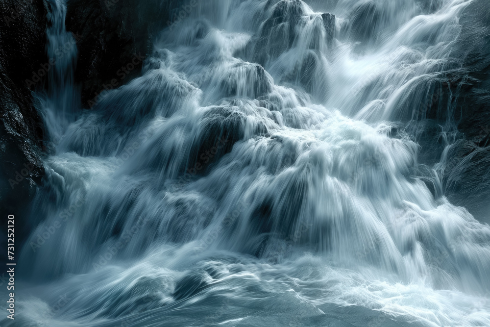 Generate a pattern of cascading waterfalls, capturing the movement and serenity.