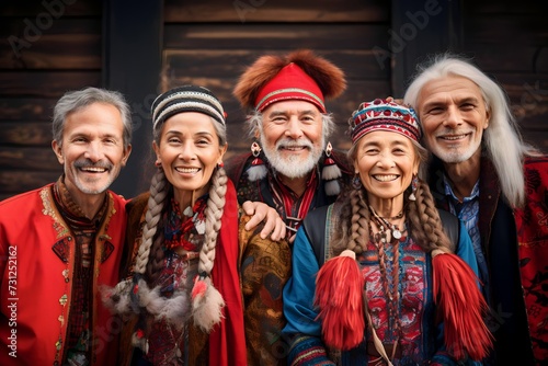 old people group is diverse in culture with charming traditional clothing from various countries photo