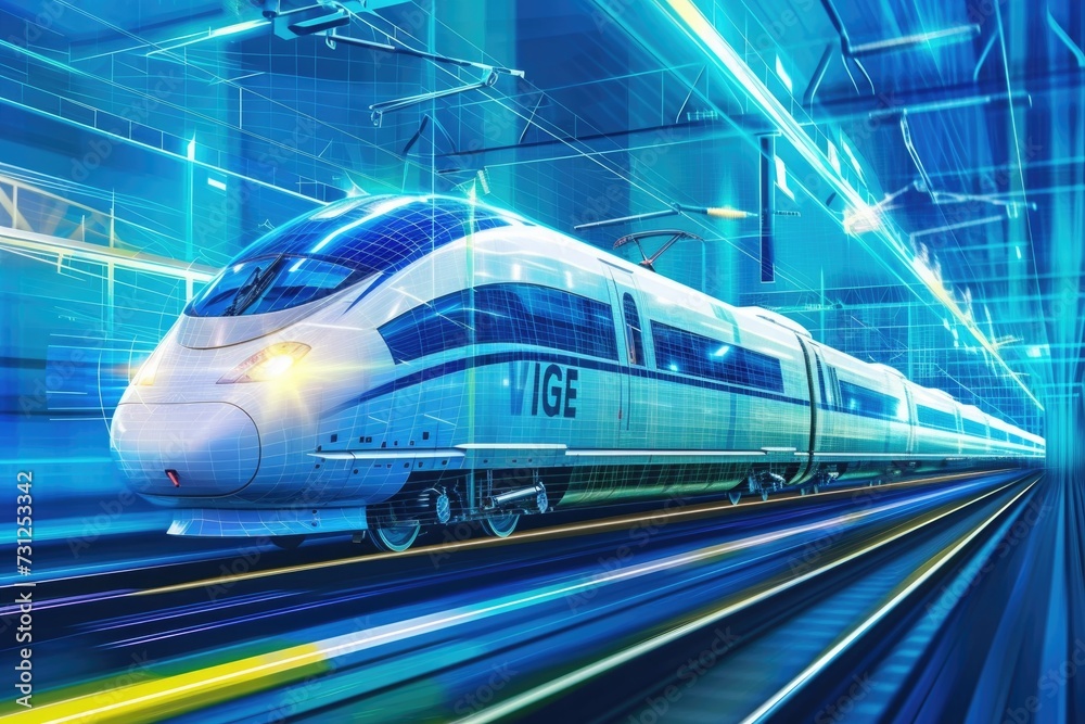 Creative vector illustration high speed train