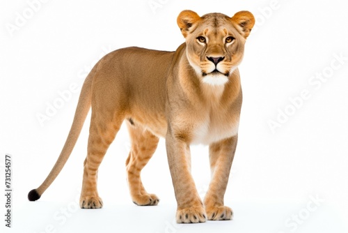 lioness isolated on white background