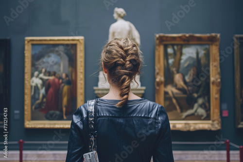 back view of a girl in a museum