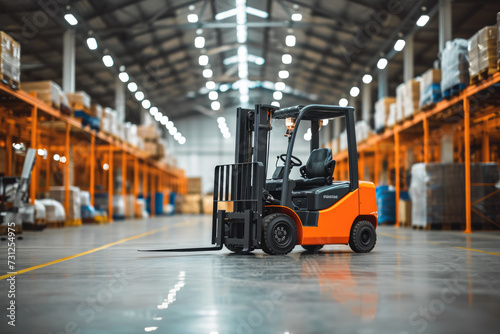 forklift with a orange color and a vehicle shape